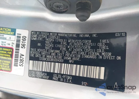 2011 Toyota Sienna Limited z USA, uszkodzony, nr VIN 5TDDK3DC8BS004069